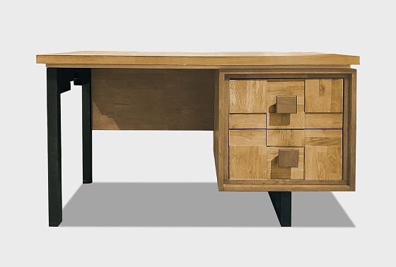 Стол письменный "Cube Design" (тумба справа) массив дуба, металл 3