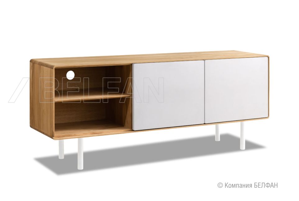 Тумба под ТВ высокая "Norman" 3 с нишей (левая) массив дуба, МДФ, металл 2