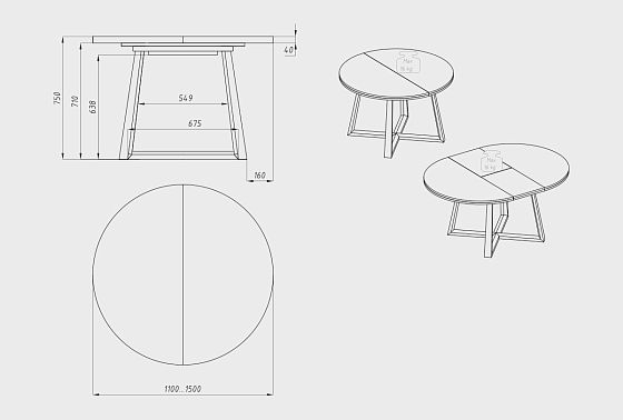 Стол обеденный "Мидгард" (раскладной) массив дуба 6