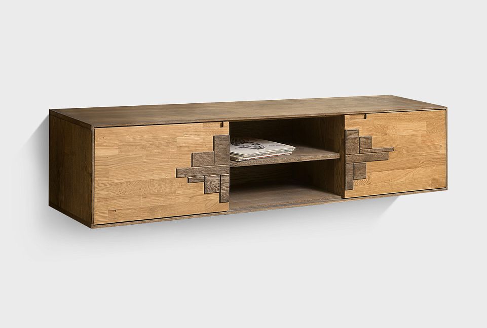 Тумба под ТВ навесная "Irving Design"; графит, бейц-масло