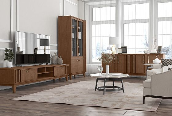 Витрина 4-х дв. "Chicago" (правая) массив и шпон дуба 5