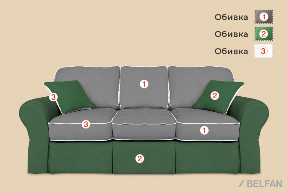 "Рафаэль" диван 3-х местный угловой (эркер) 2