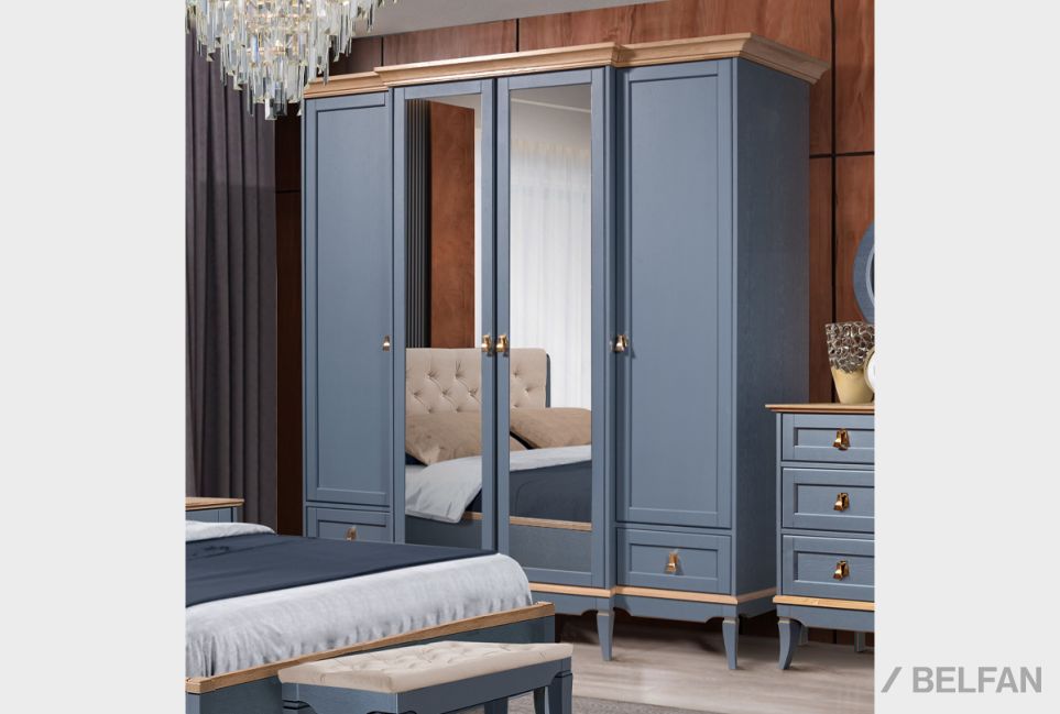 Шкаф для одежды 4-х дв. "Стюарт" (с зеркалом) массив и шпон дуба 4