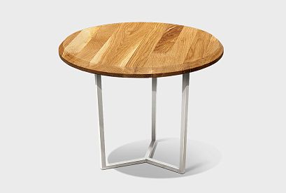 Стол журнальный "Art Collection" круглый 50; *КМ-009.255; бейц-масло, белый металл