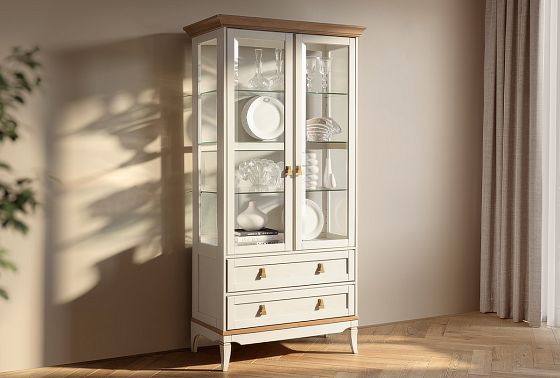 Витрина 2-х дверная "Стюарт" массив и шпон дуба 7