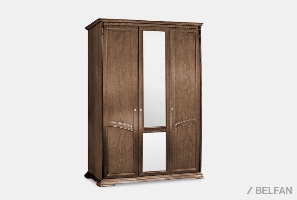 Шкаф для одежды 3-х дв. "Лика" (с зеркалом) массив и шпон дуба 1
