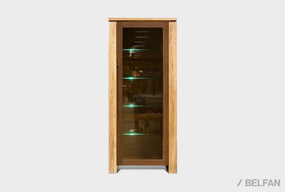 Шкаф с витриной 1-но секц. "Берген" (правый) массив и шпон дуба 1