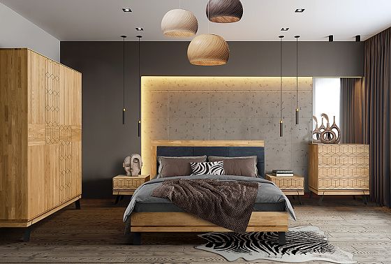 Кровать "Etna" массив дуба, металл 5