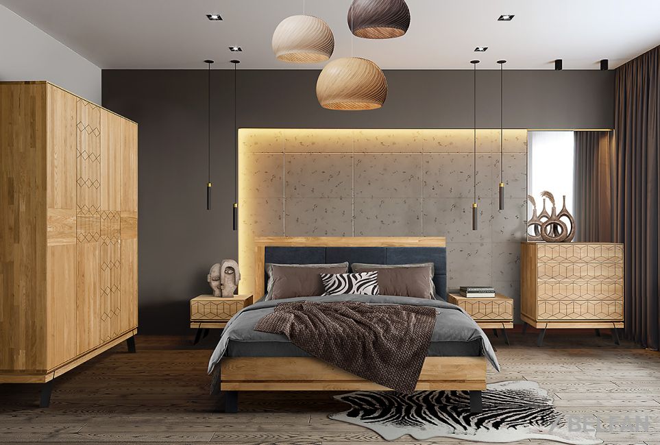 Кровать "Этна" массив дуба, металл 4