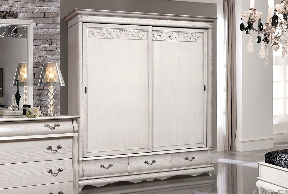 Шкаф-купе для одежды "Тэфи" 2-х дв. без зеркала массив и шпон дуба 1