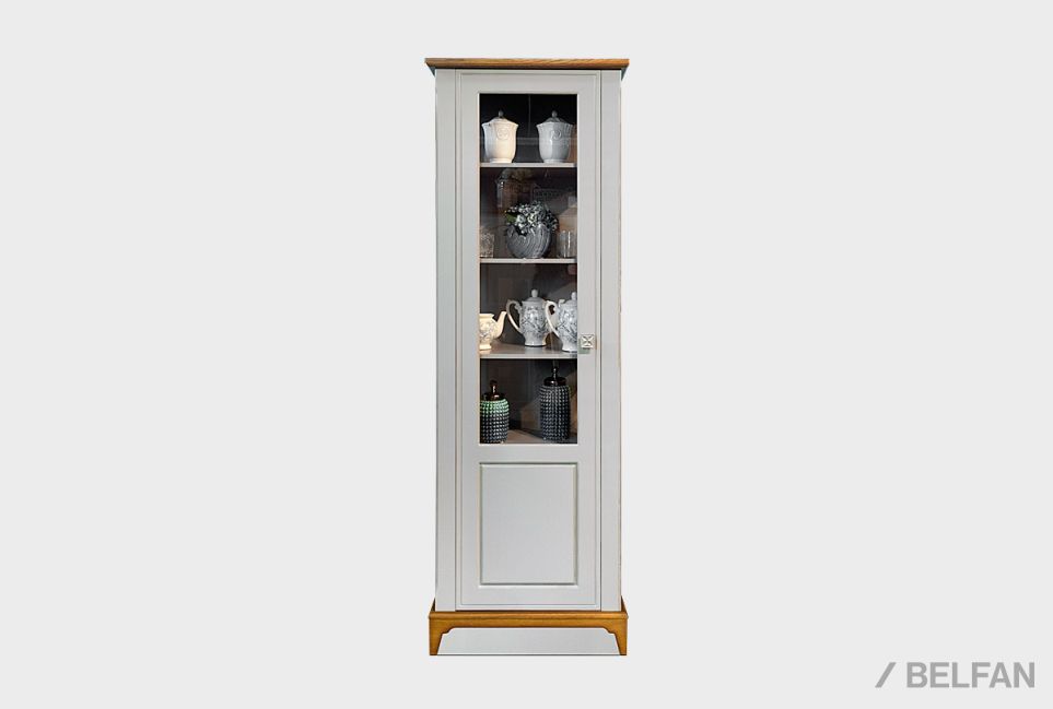 Шкаф с витриной 1-но дв. "Brianson" (левый) массив и шпон дуба, МДФ 2