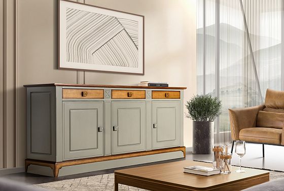 Тумба 3-х дверная "Brianson" массив и шпон дуба, МДФ 8