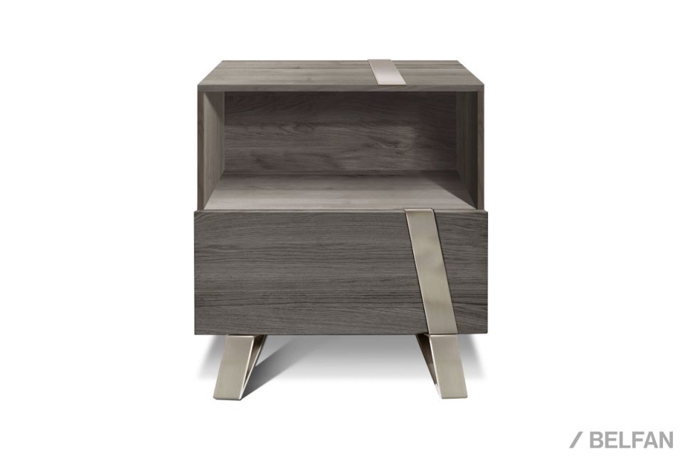 Тумба прикроватная "Dillinger" с нишей (правая) массив и шпон дуба, металл 1