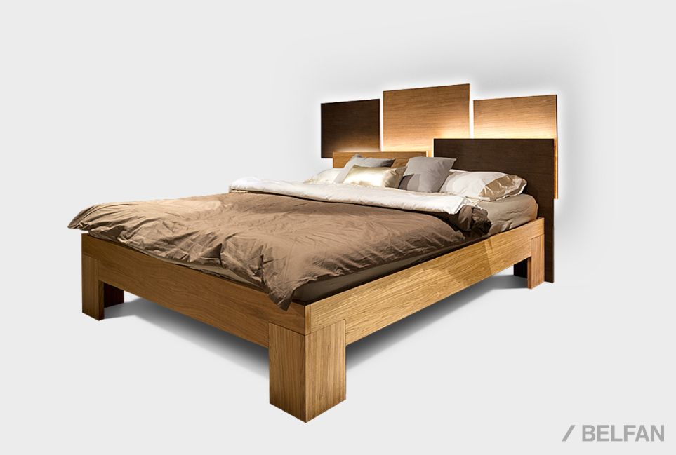 Кровать "Берген" 160 (с подсветкой) шпон дуба 1