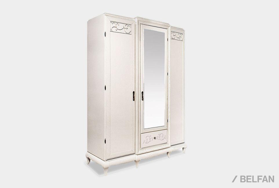 Шкаф для одежды 3-х дв. "Соната" с зеркалом (без декора) массив и шпон дуба 1