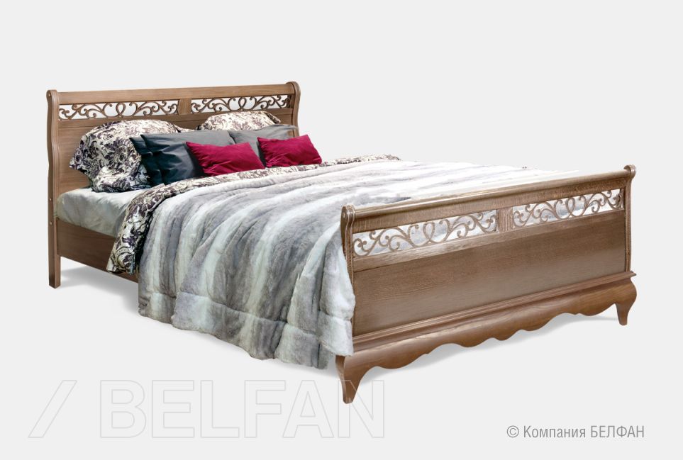 Кровать "Тэфи" (высокое изножье) массив и шпон дуба 1