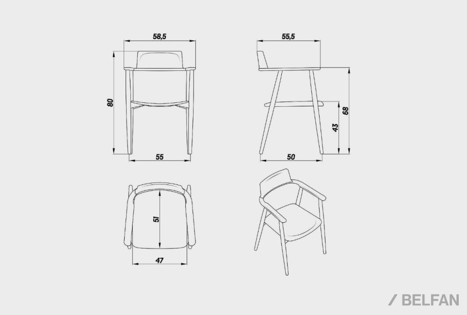 Стул "Страсбург" с подлокотниками массив берёзы 7