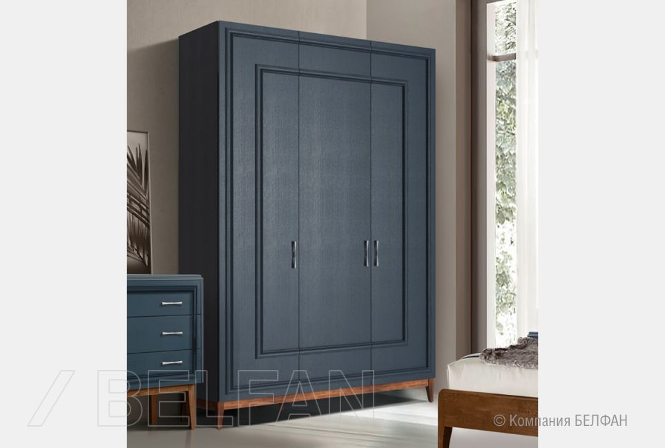 Шкаф 3-х дверный "Сакраменто" (с декором) массив и шпон дуба, МДФ 1