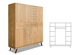 Шкаф для одежды 4-х дверный "Etna" с декором