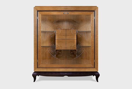 Тумба высокая "Соната" (стекло) массив и шпон дуба 6