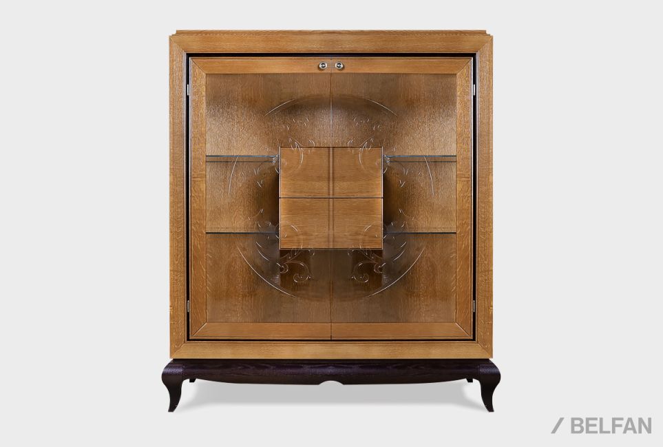 Тумба высокая "Соната" (стекло) массив и шпон дуба 3