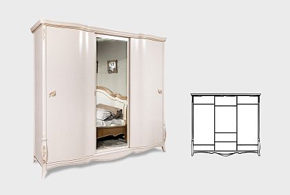 Шкаф-купе для одежды 3-х дв. "Трио" (с зеркалом)