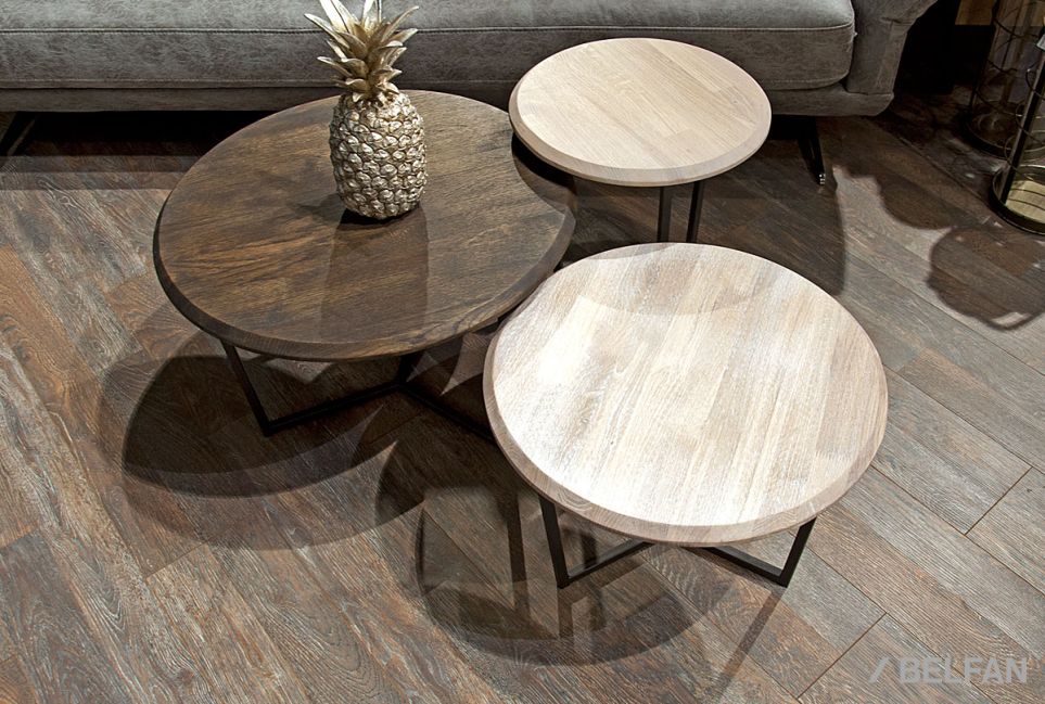 Стол журнальный "Art Collection" круглый 50 массив дуба, металл 2