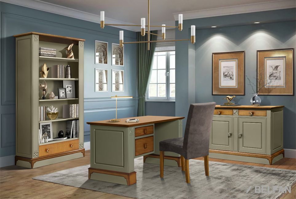 Стол письменный "Brianson" (1 тумба слева) массив и шпон дуба, МДФ 4