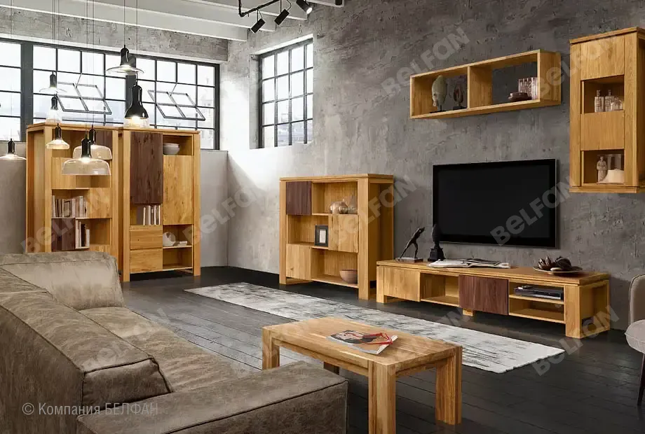 Гостиная «Берген» #4 графит + бейц-масло