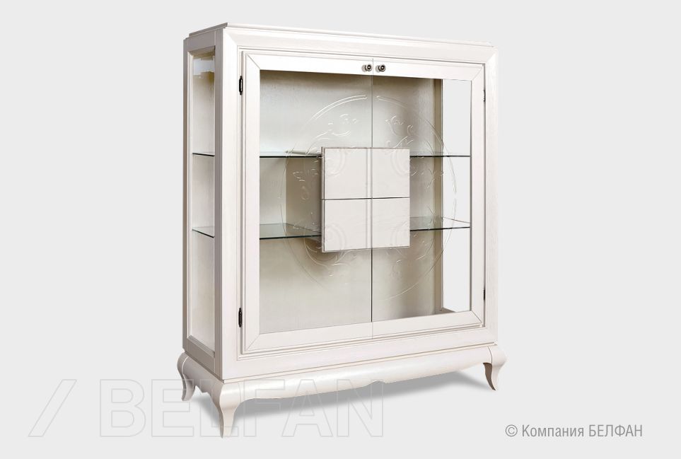 Тумба высокая "Соната" (стекло) массив и шпон дуба 2