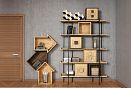 Модуль для стеллажей открытых 1-но дв. "Cube Design"; фасад "косынка"; *КМ-009.201; графит, бейц-масло