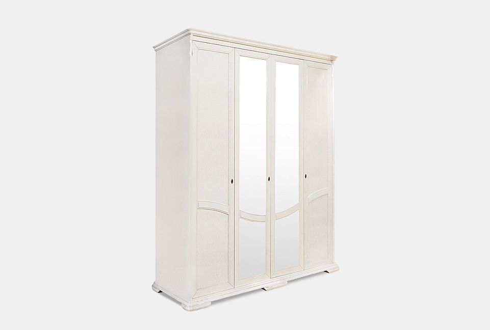 Шкаф для одежды 4-х дв. "Лика" (с зеркалом); табак с тёмной патиной