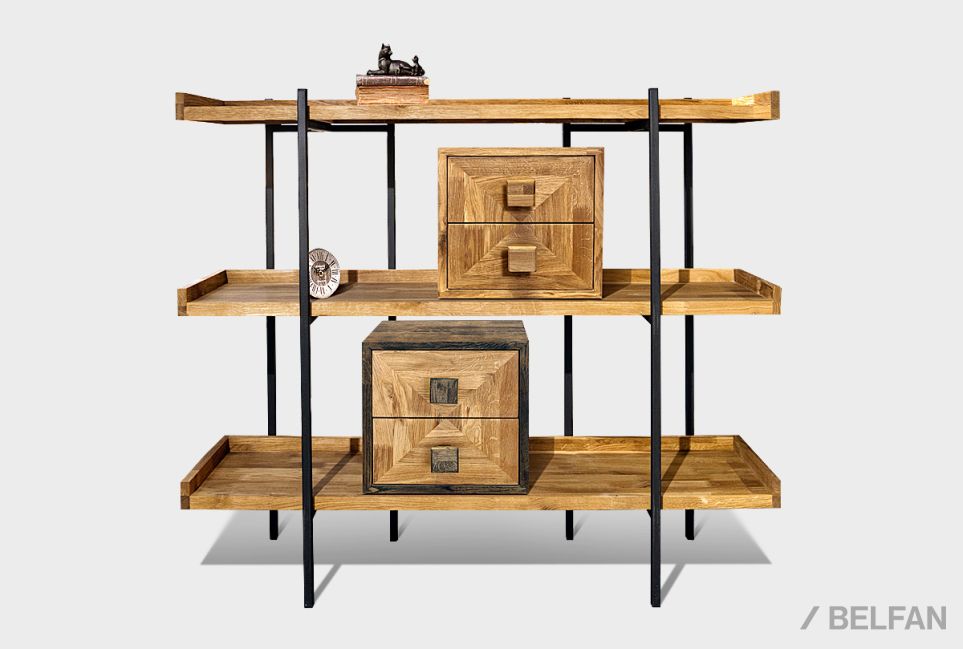 Модуль для стеллажей открытых "Куб Дизайн" (с ящиками) массив дуба 5