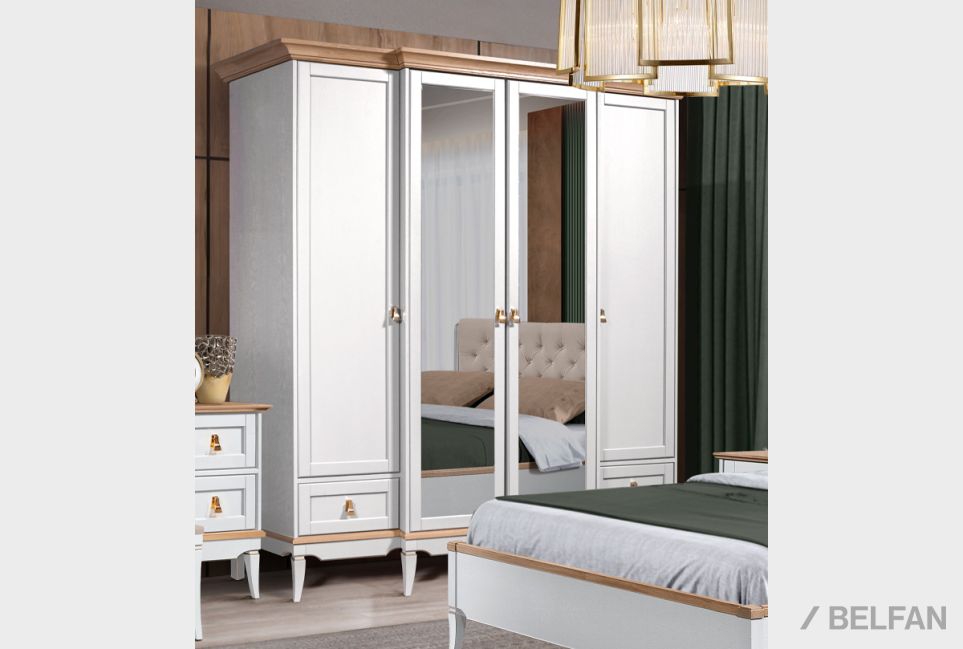 Шкаф для одежды 4-х дв. "Стюарт" (с зеркалом) массив и шпон дуба 1