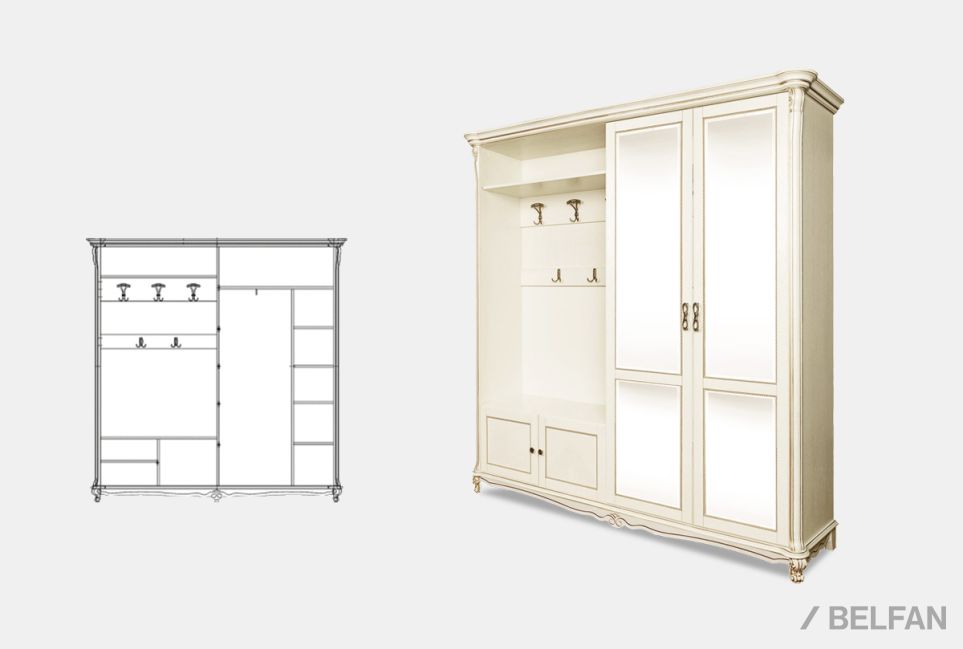 Шкаф комбинированный "Алези 22з" массив и шпон дуба 2