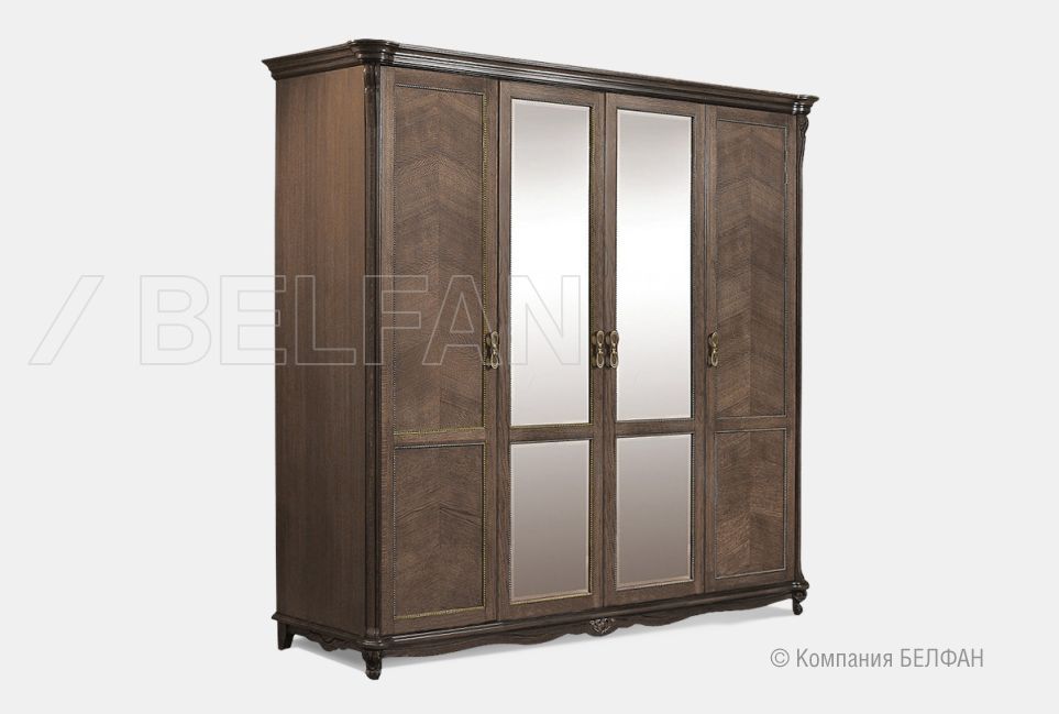 Шкаф 4-х дв. "Алези" массив и шпон дуба 1