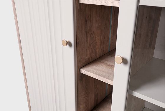 Витрина 2-х дверная "Меридиан" с нишей (комбинированная) массив дуба, МДФ 3