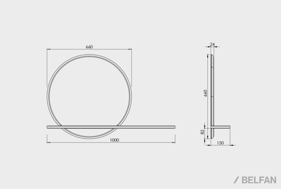 Зеркало настенное с полкой "Wallstreet" (круглое) массив дуба 2