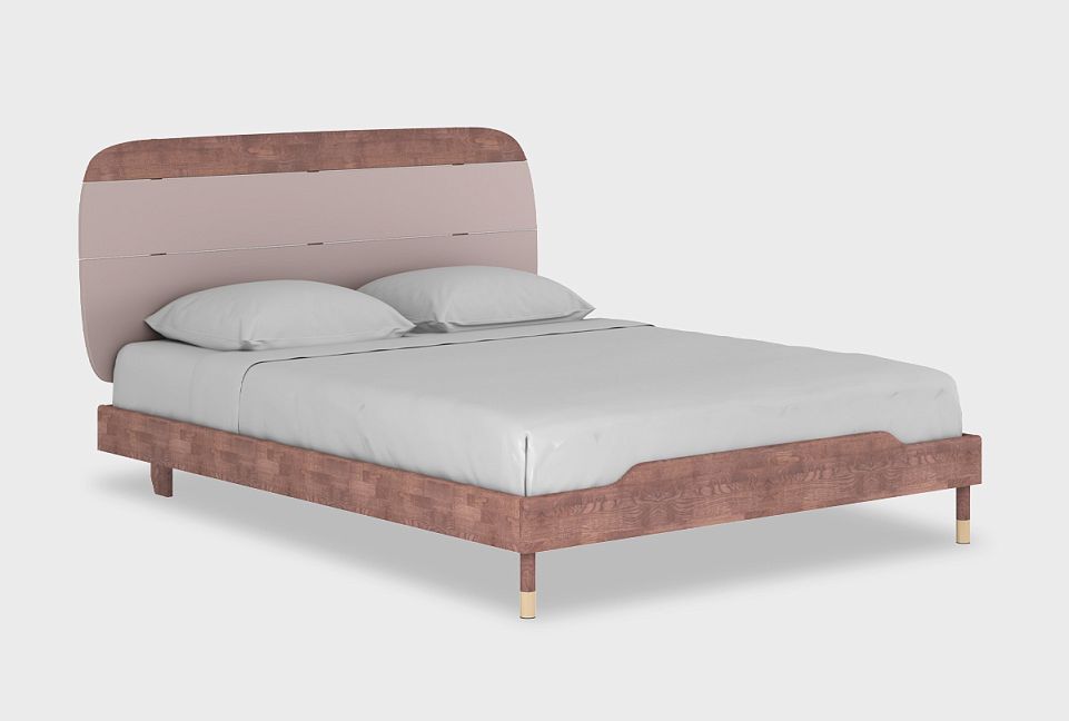 Кровать "Меридиан"; без основания, без матраса; (1600x2000); к-шоколадный дуб, изг-дымчатая роза