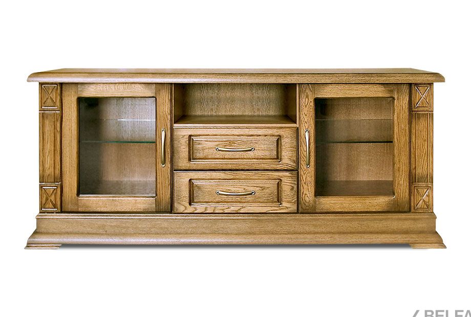 Тумба под ТВ "Верди Люкс ТВ2" массив и шпон дуба 2