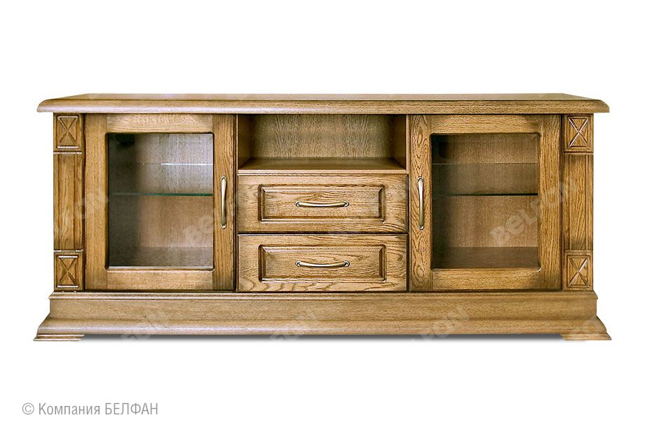 Тумба под ТВ "Верди Люкс ТВ2" массив и шпон дуба 2