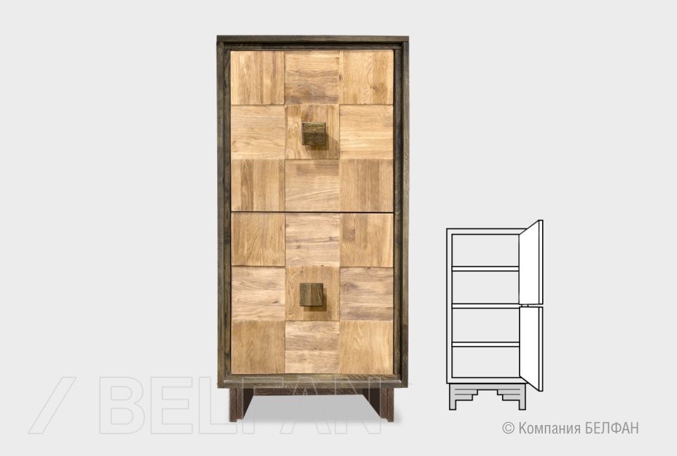 Тумба высокая "Cube Design" 2 массив и шпон дуба 1