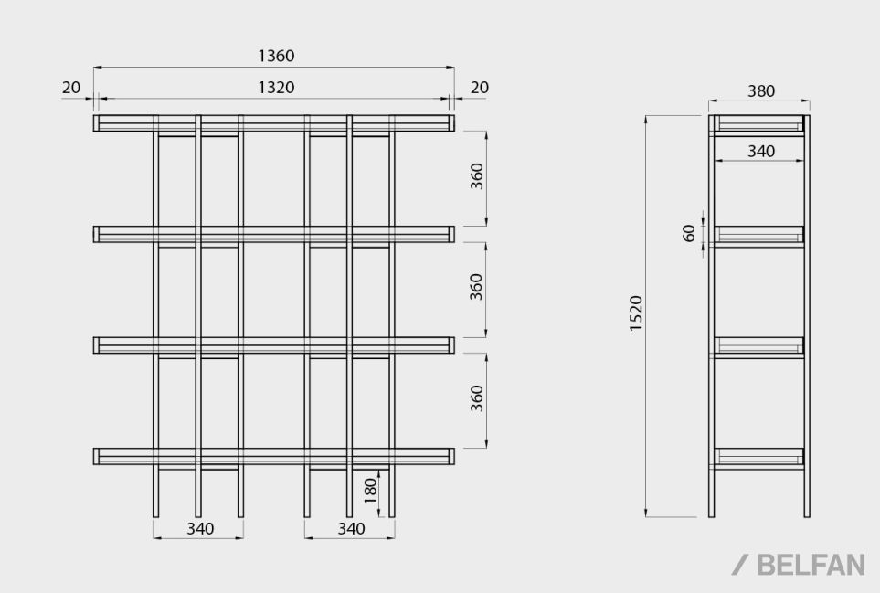 Стеллаж открытый "Cube Design" 4 массив дуба 4