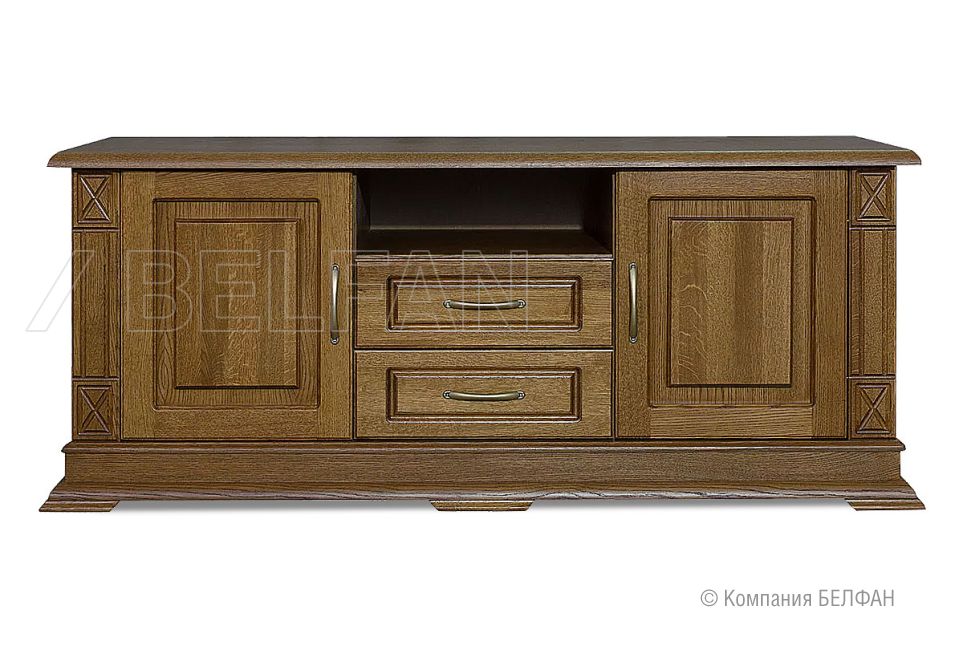 Тумба под ТВ "Верди Люкс ТВ2/1" (глухие двери) массив и шпон дуба 1
