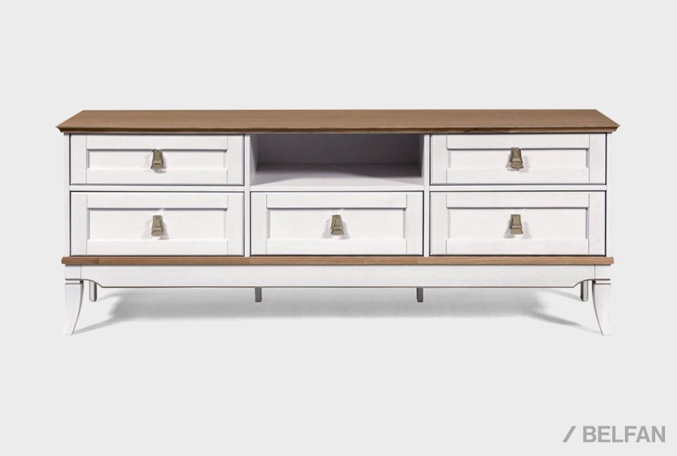 Тумба под ТВ "Стюарт" (с нишей) массив и шпон дуба 1