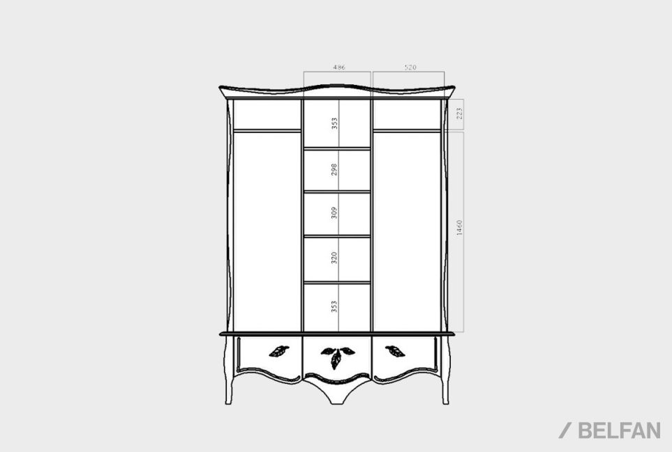 Шкаф для одежды 3-х дв. "Трио" (распашной) массив и шпон дуба 4