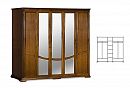 Шкаф для одежды 5-ти дв. "Лика" (с зеркалом); ММ-137-01/05; медовый дуб с золотой патиной
