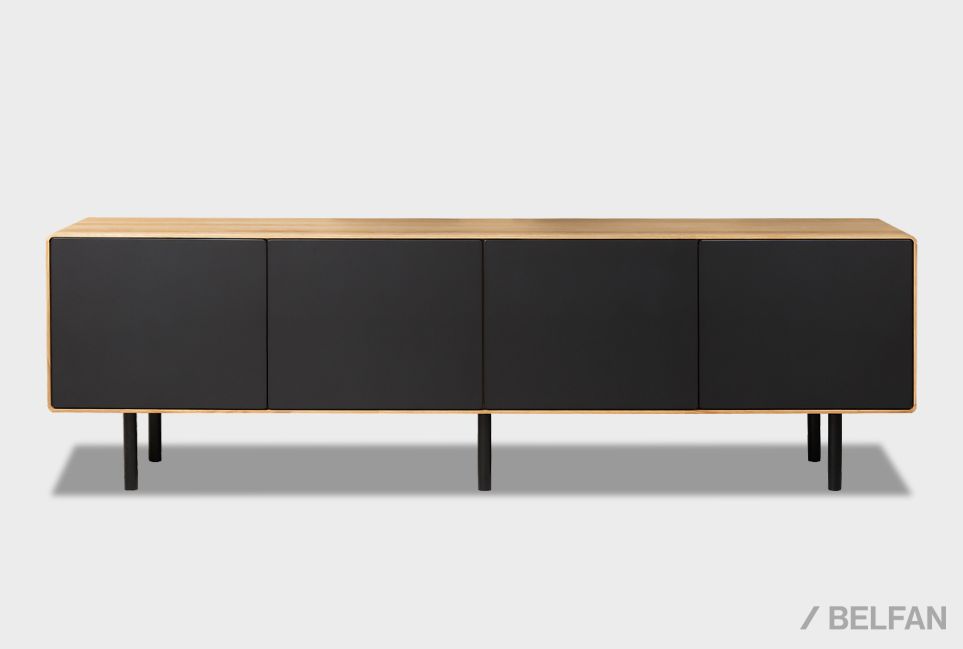 Тумба под ТВ высокая "Норман" 4 массив дуба, МДФ, металл 2