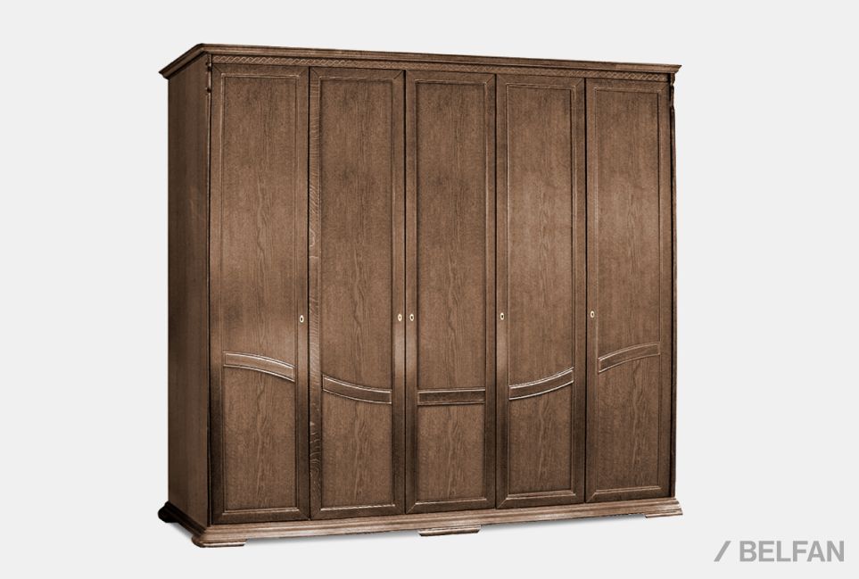 Шкаф для одежды 5-ти дв. "Лика" (без зеркала) массив и шпон дуба 1