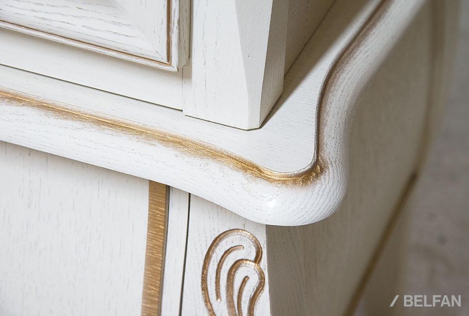 Шкаф с витриной 1-но дв. "Трио" (левый) массив и шпон дуба 5